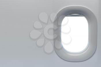 Airplane windows. Travel and tourism fliight concept. Space for text. 3d illustration