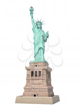 Statue of Liberty in New York City, USA  isolated on white. 3d illustration