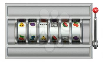 Casino and gambling. Slot machine with  empty blank reels for your text or symbols. 3d illustration