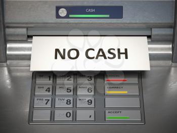 No cash in ATM machine. Technical problems. 3d illustration