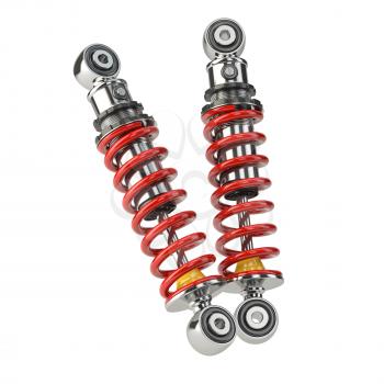 Shock absorber car isolated on white background. Auto parts and spare. 3d illustration