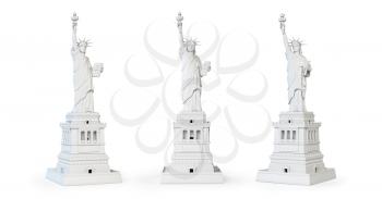 White Statue of liberty isolated. Symbol of NY and USA. 3d illustration