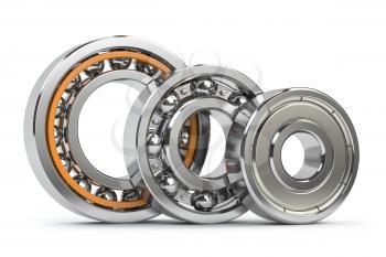 Bearings of differnent types isolated on white background. 3d illustration