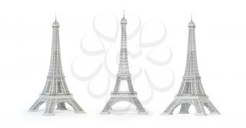 White Eiffel Tower isolated.  3d illustration