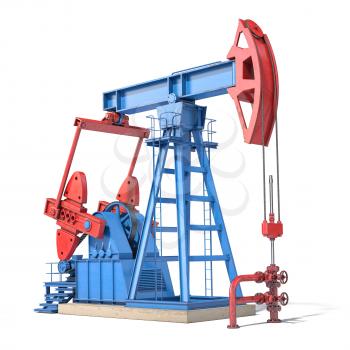 Oil pump jack isolated on white background. 3d illustration