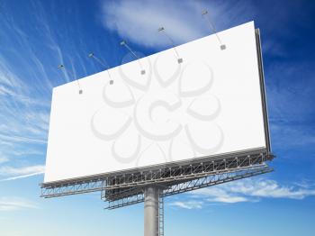 Blank billboard on blue sky background. 3d illustration