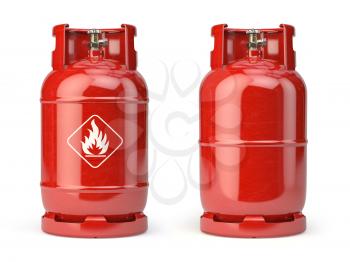 Gas bottle, cylinder or container with natural gases LNG or LPG with high pressure isolated on white background. 3d illustration