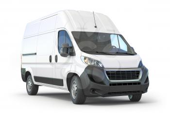White commercial delivery van isolated on white, 3d illustration