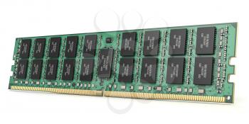 DDR ram computer memory module isolated on white. 3d illustration