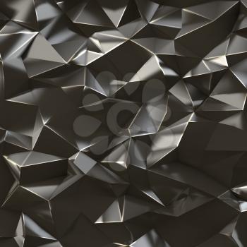 Abstract black metal triangles background, 3d render illustration