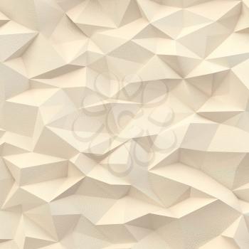 Abstract beige paper triangles background, 3d render illustration