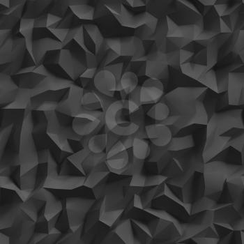 Low poly neutral black background. Minimalistic polygonal digital texture. Graphic design element for decorative poster, business card, web site wallpaper, mobile app backdrop. 3D illustration