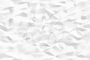 Low poly neutral white background. Graphic design element for decorative poster, business card, web site wallpaper, mobile app backdrop. Minimalistic polygonal digital texture. 3D illustration