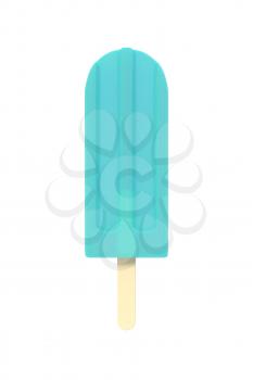 Blueberry popsicle icecream on stick. Isolated on white background. Delicious bright colored fruity summer dessert. Graphic design element for menu, scrapbooking, poster, flyer. 3D illustration