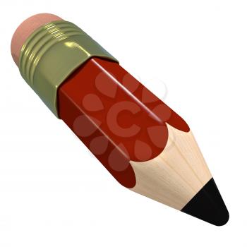 Cute cartoon pencil. Red colorful childrens stationary. School supply, funny character, kids writing. Graphic design element for school flyer, poster, school roster. 3D illustration.
