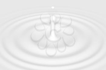 Drop falling into facial moisturizer, hand or body cream, beauty product. Graphic design element for packaging, advertisement flyer, poster. Cream splash with circle ripple and drop. 3d illustration.