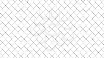 Chain link fence pattern. Realistic geometric texture. Graphic design element for corporate identity, web sites, catalog. Industrial style wallpaper. Steel wire wall isolated on white. 3D illustration