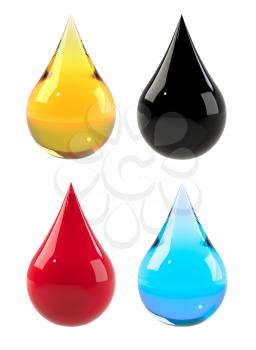 Oil drop isolated on white background. Cooking oil, honey or petroleum machine oil. Graphic design element for poster, flyer, manual, packaging. 3D illustration