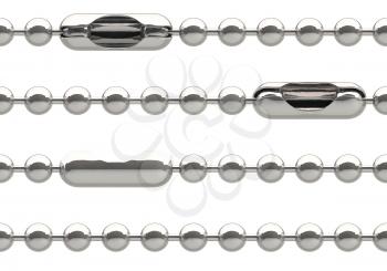 Seamless silver ball chain with lock isolated on white