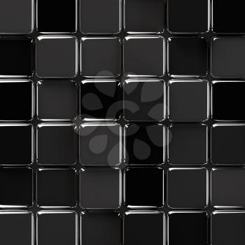 Abstract geometric background with glossy black glass cubes of various height.