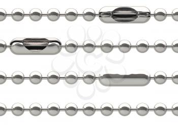 Seamless silver ball chain with lock isolated on white