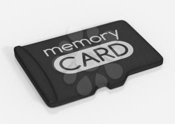 MicroSD memory card. Top view. Isolated on white