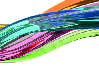 Abstract wave design, transparent colorful glass material.