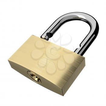 Open lock isolated on white background. 3D illustration.