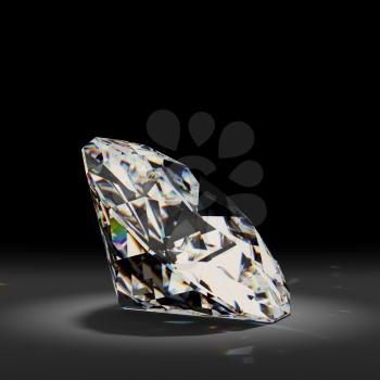 Shiny white diamond on black background. High quality photo realistic image.