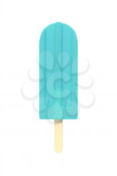 Blueberry popsicle icecream on stick. Isolated on white background. Delicious bright colored fruity summer dessert. Graphic design element for menu, scrapbooking, poster, flyer. 3D illustration