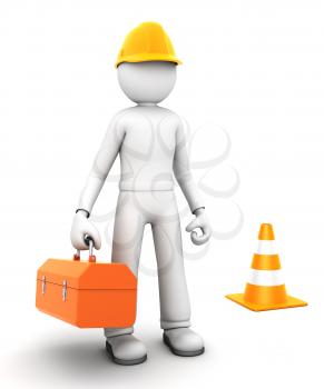 Construction worker . 3D character