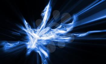 Futuristic abstract background. Light blue explosion on black