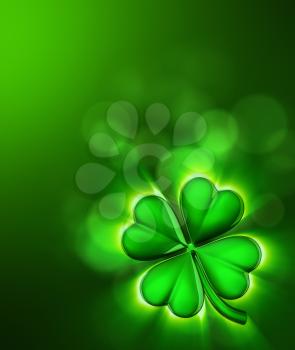 Clover leaf on the green background