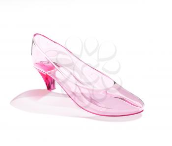 Pink crystal  shoe on white background