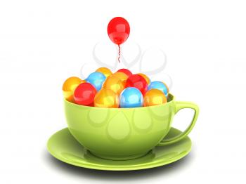 Coffee cup full of balloons