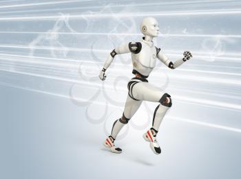 Robot running at high speed.Clipping path included