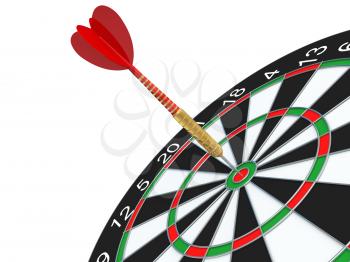Red Darts arrow in bullseye.