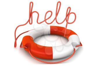 Ring buoy with rope as the word help
