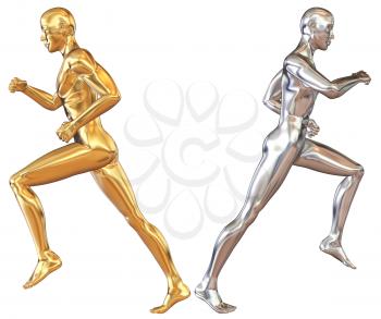 Figure of a running man. Gold and silver