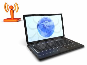 Laptop connected via Wi-Fi