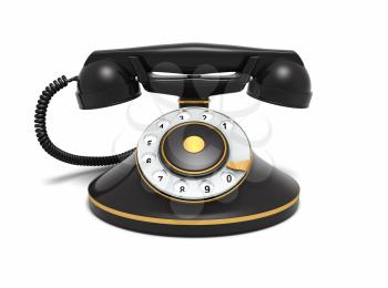 Old-fashioned telephone isolated on white