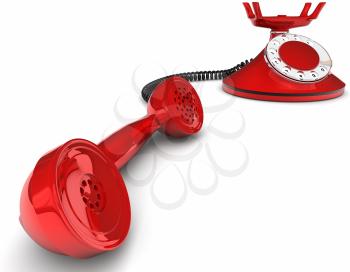 Old-fashioned telephone isolated on white