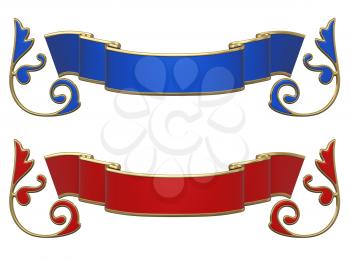 Red and blue ribbons with ornament