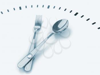 Spoon and fork as a clock