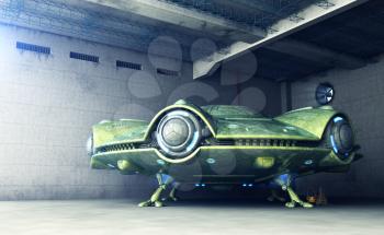 Area 51.UFO is in a hangar
