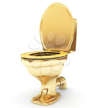 Golden toilet bowl as a status