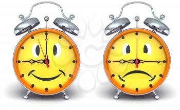 Alarm clocks with emotion on a dial