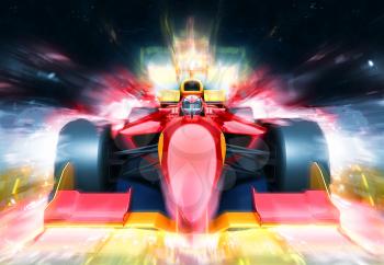 F1 bolide with light effect. Race car with no brand name is designed and modelled by myself