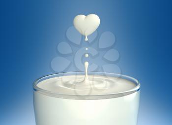 Drop of milk in form of heart