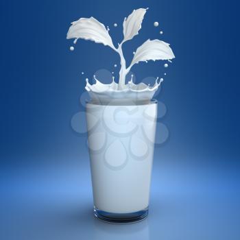 Splash of milk in form of plant